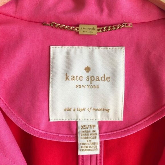 Kate Spade Pink Women's Raincoat Jacket XS Bow - Picture 12 of 14